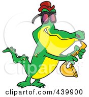 Royalty Free RF Clip Art Illustration Of A Cartoon Gator Playing The Blues