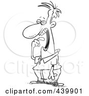 Cartoon Black And White Outline Design Of A Man Gagging Himself