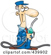 Royalty Free RF Clip Art Illustration Of A Cartoon Gas Station Attendant Holding A Nozzle