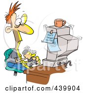 Royalty Free RF Clip Art Illustration Of A Cartoon Addicted Man Playing Games On A Computer