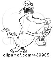 Royalty Free RF Clip Art Illustration Of A Cartoon Black And White Outline Design Of A Gator Playing The Blues