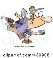 Poster, Art Print Of Cartoon Man Geocaching With A Gps Device