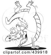 Royalty Free RF Clip Art Illustration Of A Cartoon Black And White Outline Design Of A Gator Doing A Hand Stand