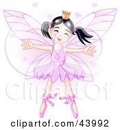 Clipart Illustration Of A Happy Dancing Asian Ballerina Fairy Princess In Purple by Pushkin