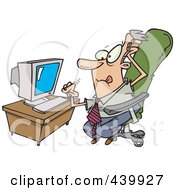 Poster, Art Print Of Cartoon Stressed Businessman With A Computer Problem