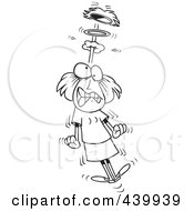 Poster, Art Print Of Cartoon Black And White Outline Design Of A Mad Woman Blowing A Gasket