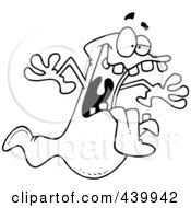 Poster, Art Print Of Cartoon Black And White Outline Design Of A Spooky Ghost