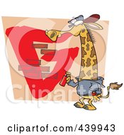 Poster, Art Print Of Cartoon Giraffe Spray Painting A G On A Wall