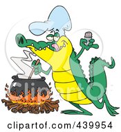 Royalty Free RF Clip Art Illustration Of A Cartoon Gator Making Soup by toonaday