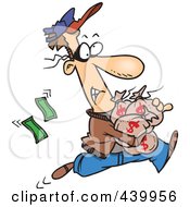 Poster, Art Print Of Cartoon Robber Getting Away With Bags Of Cash