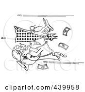 Cartoon Black And White Outline Design Of Bullets Shooting At A Robber