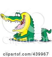 Poster, Art Print Of Cartoon Happy Gator Wading In Water
