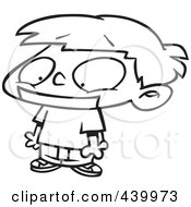 Royalty Free RF Clip Art Illustration Of A Cartoon Black And White Outline Design Of A Boy Gagged With Tape
