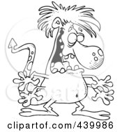 Royalty Free RF Clip Art Illustration Of A Cartoon Black And White Outline Design Of A Punk Monster