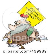Cartoon Giant Carrying A Sign Over His Shoulder
