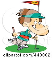 Royalty Free RF Clip Art Illustration Of A Cartoon Golfing Boy
