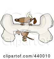 Cartoon Dog Climbing A Giant Bone
