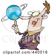 Poster, Art Print Of Cartoon Businessman Spinning A Globe