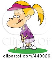 Royalty Free RF Clip Art Illustration Of A Cartoon Little Girl Golfing