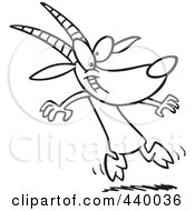 Poster, Art Print Of Cartoon Black And White Outline Design Of A Goat Dancing