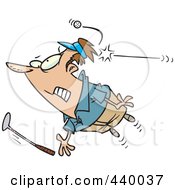 Poster, Art Print Of Cartoon Male Golfer Getting Hit With A Ball