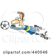 Poster, Art Print Of Cartoon Soccer Goalie Leaping Towards A Ball