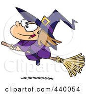 Royalty Free RF Clip Art Illustration Of A Cartoon Flying Girl Witch