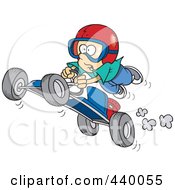 Cartoon Boy Catching Air On A Go Cart