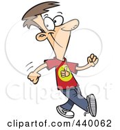 Royalty Free RF Clip Art Illustration Of A Cartoon Boy Walking With A Good Attitude by toonaday