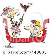 Royalty Free RF Clip Art Illustration Of A Cartoon Shoe Flying At A Gondolier Singing To A Couple