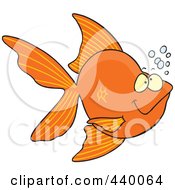 Poster, Art Print Of Cartoon Goldfish With Bubbles