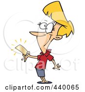 Royalty Free RF Clip Art Illustration Of A Cartoon Woman Holding A Golden Ticket by toonaday
