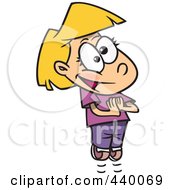 Royalty Free RF Clip Art Illustration Of A Cartoon Gleeful Girl Jumping