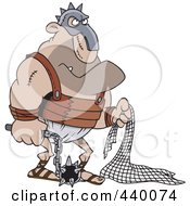 Poster, Art Print Of Cartoon Gladiator Holding A Net And Flail