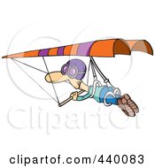 Royalty Free RF Clip Art Illustration Of A Cartoon Man Hang Gliding by toonaday