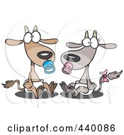 Poster, Art Print Of Cartoon Pair Of Baby Goats