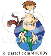 Poster, Art Print Of Cartoon Businessman Hugging A Globe