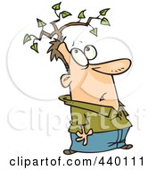 Royalty Free RF Clip Art Illustration Of A Cartoon Man With A Branch Growing From His Head by toonaday