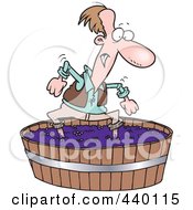 Royalty Free RF Clip Art Illustration Of A Cartoon Man Stomping Grapes by toonaday