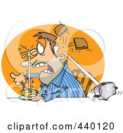Cartoon Man Squirting His Eye With Grapefruit And A Toaster Hitting Him With Toast