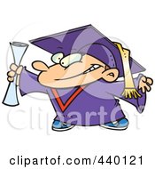 Royalty Free RF Clip Art Illustration Of A Cartoon Graduate Boy Holding His Certificate by toonaday