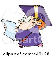 Poster, Art Print Of Cartoon Graduate Kid Reading A Certificate