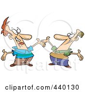 Poster, Art Print Of Cartoon Two Happy Men Greeting Each Other