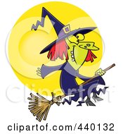 Poster, Art Print Of Cartoon Happy Witch On Her Broomstick