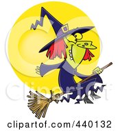 Royalty Free RF Clip Art Illustration Of A Cartoon Happy Witch On Her Broomstick