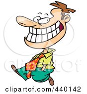Poster, Art Print Of Cartoon Happy Businessman Walking And Grinning