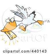 Cartoon Goose Flying With A Golden Ticket