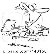 Royalty Free RF Clip Art Illustration Of A Cartoon Black And White Outline Design Of An Office Gofer Assistant by toonaday
