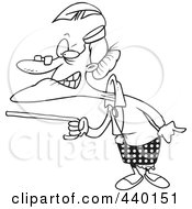 Poster, Art Print Of Cartoon Black And White Outline Design Of A Mad Granny Waving Her Cane