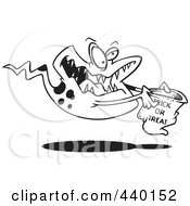 Poster, Art Print Of Cartoon Black And White Outline Design Of A Gost Trick Or Treating